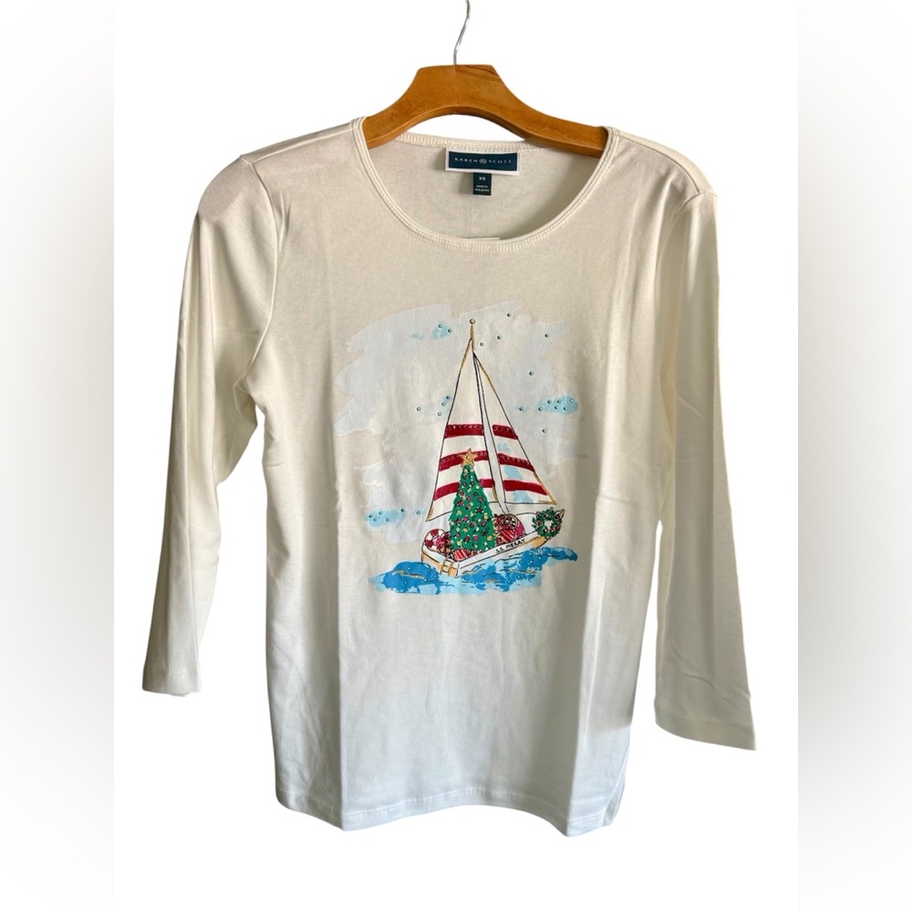 Karen Scott Christmas Sailboat Top